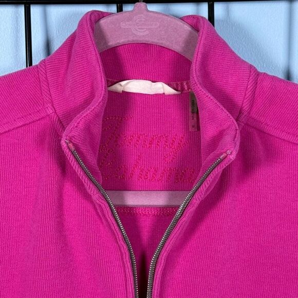 Tommy Bahama French Kiss Vest Womens‎ M Pink Ribbed Pockets Jeavy Knit - Picture 3 of 10